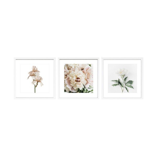 Obrazy zestaw 3 szt. drukowane z ramą w zestawie 30x30 cm Posy – Styler