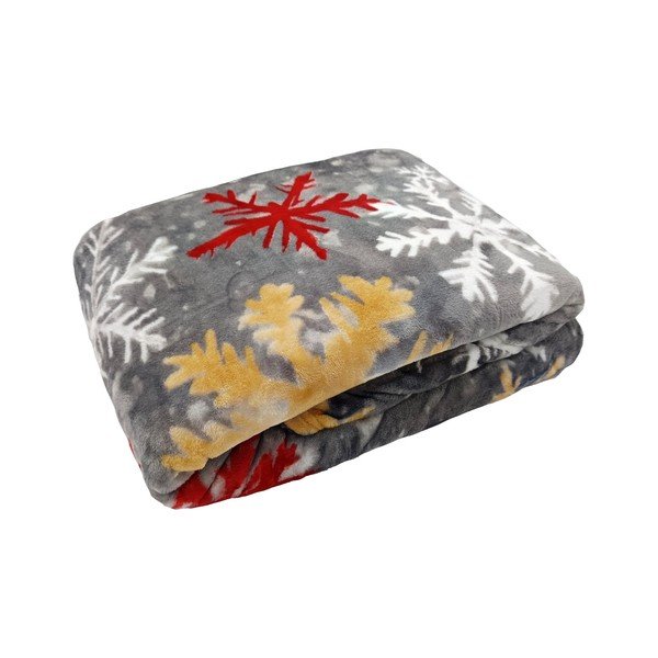 Szary koc ze świątecznym motywem z mikropluszu 150x200 cm Polar Flakes – My House