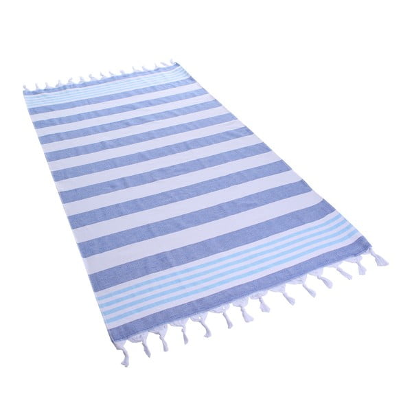 Bawełniany ręcznik kąpielowy DecoKing Dark Blue Santorin, 90x170 cm