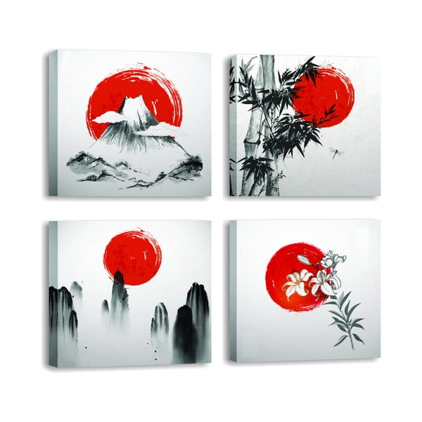 Obrazy zestaw 4 szt. 30x30 cm Zen – Wallity