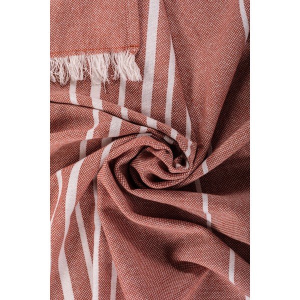 Bawełniany koc w kolorze terakoty 150x200 cm Solene – Tiseco Home Studio-image-1