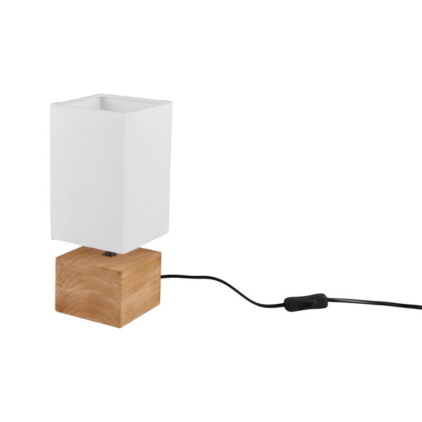 Biało-naturalna lampa stołowa z tekstylnym kloszem (wysokość 30 cm) Woody – Reality