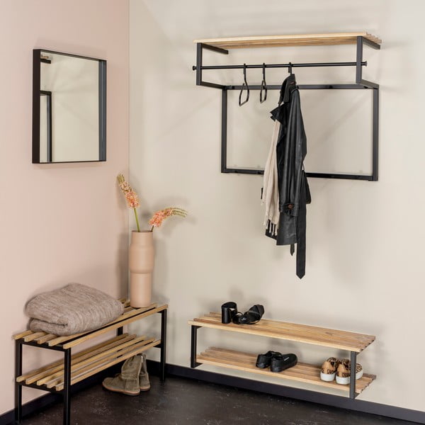 Czarna/w naturalnym kolorze metalowa wisząca szafka na buty 100x26x34 cm Marco – Spinder Design-image-3