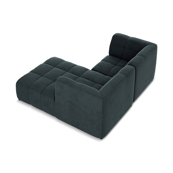 Niebieski aksamitny narożnik (prawostronny/z szezlongiem) Aloha – Makamii-image-4