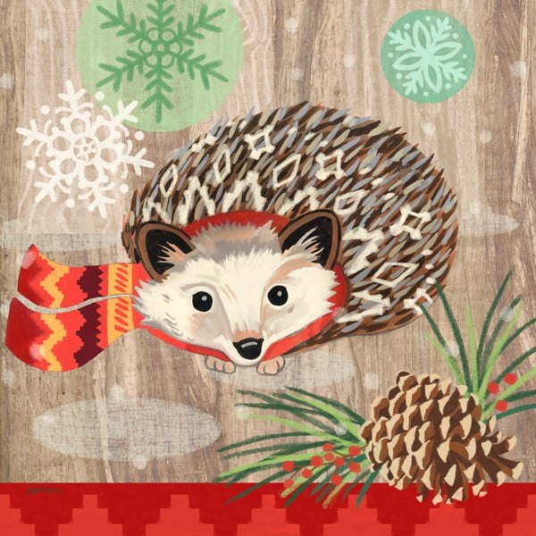 Opakowanie 20 serwetek papierowych ze świątecznym motywem PPD Hedgehog With Scarf