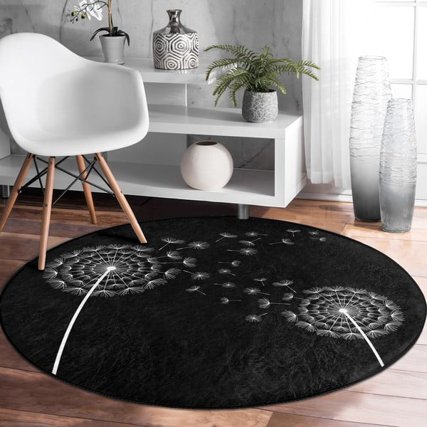 Czarny okrągły dywan odpowiedni do prania i robotów sprzątających ø 100 cm Comfort – Mila Home-image-4