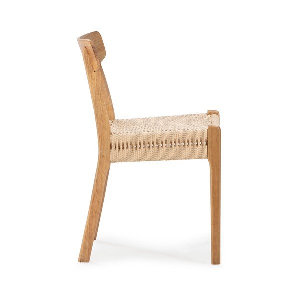 Krzesła zestaw 2 szt. z litego drewna kauczukowego w naturalnym kolorze Biel – MOME-image-4