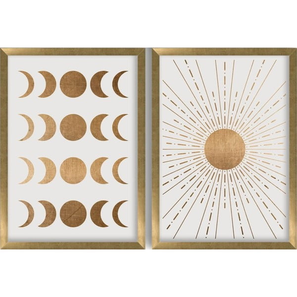 Plakat w ramie 38x53 cm Moon & Sun – Wallity