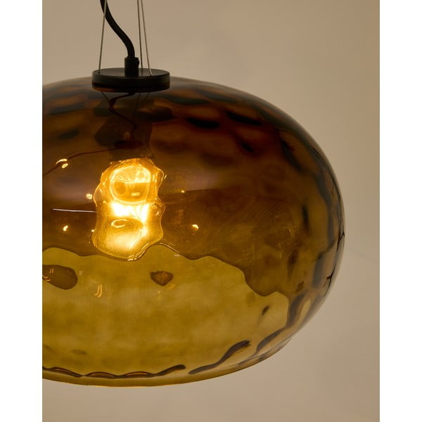 Szklana lampa wisząca w bursztynowym kolorze ze szklanym kloszem ø 40 cm Balma – Kave Home-image-4