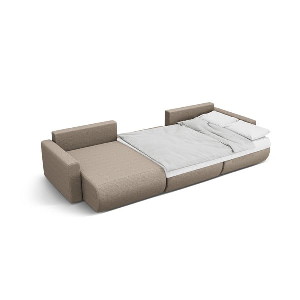 Jasnobrązowy rozkładany narożnik ze schowkiem (w kształcie litery U) Belfast – Cosmopolitan Design-image-3