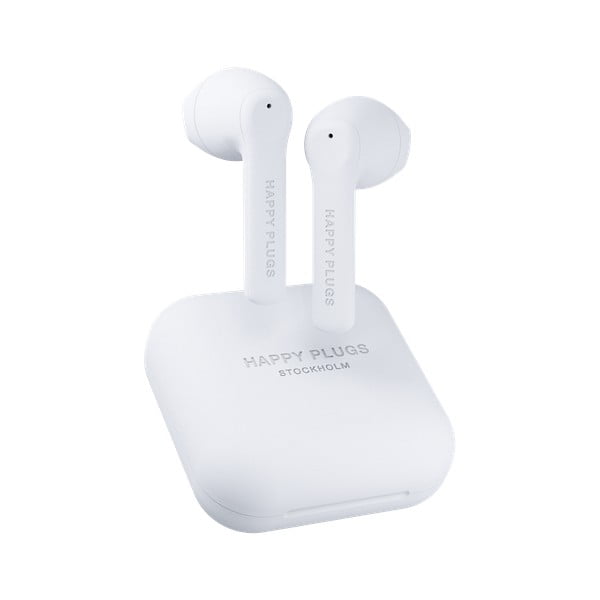 Białe słuchawki bezprzewodowe Happy Plugs Air 1 Go