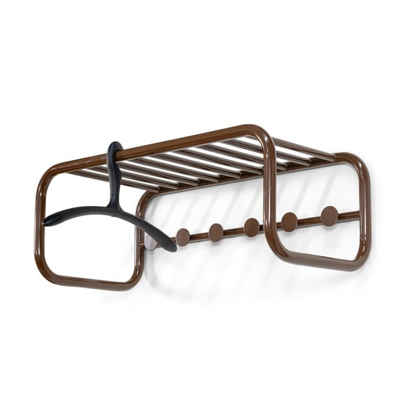 Ciemnobrązowy metalowy wieszak ścienny z półką 72 cm Retro – Spinder Design-image-3