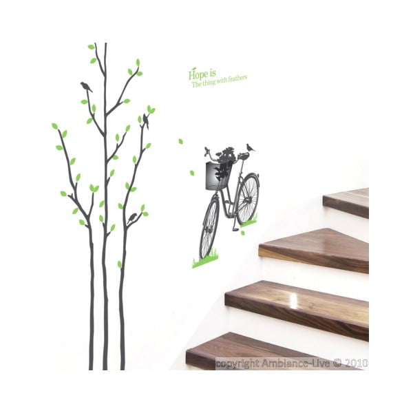 Naklejka Green Tree and Bike, 50x50 cm
