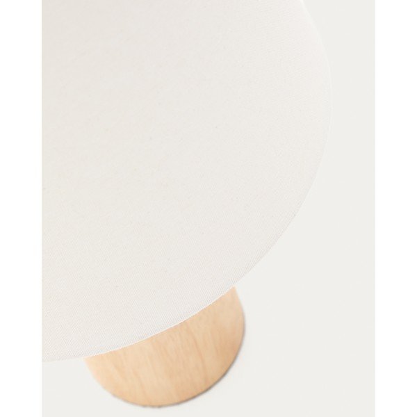 Biała/w naturalnym kolorze lampa stołowa z litego drewna kauczukowego z tekstylnym kloszem (wysokość 49,5 cm) Marga – Kave Home-image-4