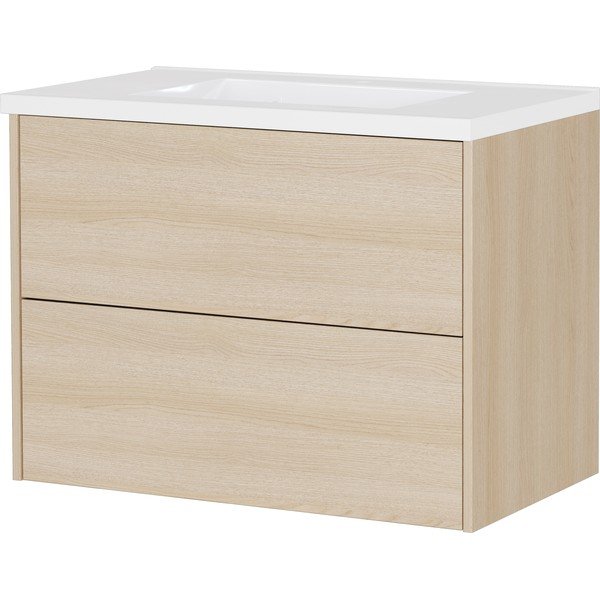 Wisząca szafka pod umywalkę w dekorze dębu w naturalnym kolorze 81x61 cm Bodera – Germania