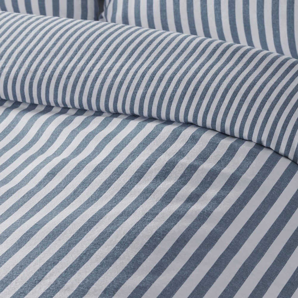 Niebieska flanelowa pościel jednoosobowa 135x200 cm Stripe – Catherine Lansfield (zdjęcie 5)