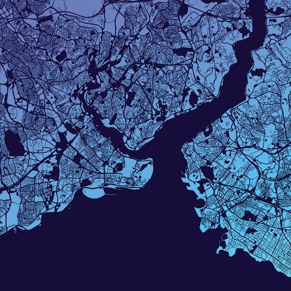 Obraz Homemania Maps Istanbul Blue, 60x60 cm