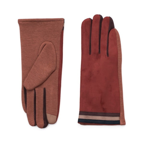 Czerwono-brązowe rękawiczki Korres
