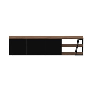 Czarna szafka pod TV w dekorze orzecha 190x45 cm Albi – TemaHome