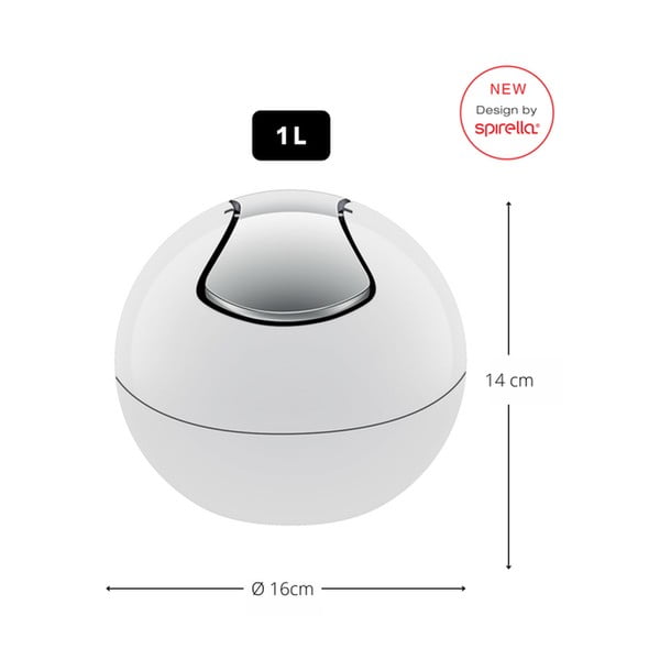 Biały plastikowy kosz na śmieci 1 l   Bowl – Spirella-image-2