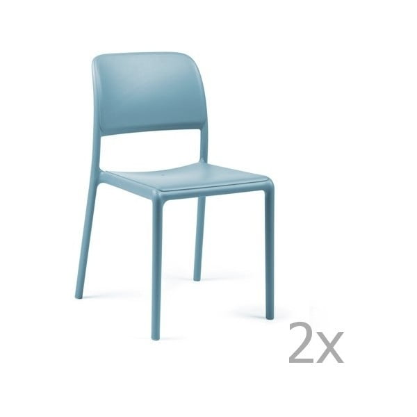 Zestaw 2 niebieskich krzeseł ogrodowych Nardi Riva Bistrot