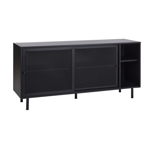 Czarna metalowa komoda z drzwiami przesuwnymi 160x75x46 cm Veep – Unique Furniture-image-3