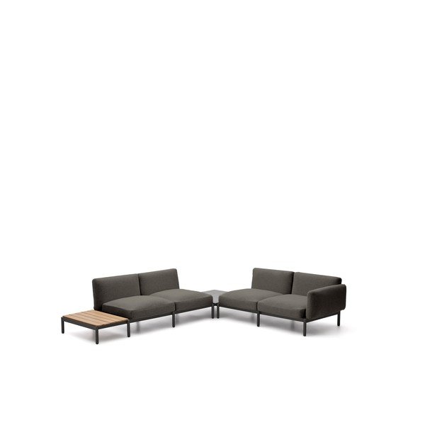 Ciemnoszara tapicerowana sofa ogrodowa (w kształcie litery L) Sorells – Kave Home-image-2