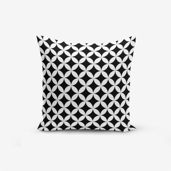 Czarno-biała poszewka na poduszkę z domieszką bawełny Minimalist Cushion Covers Black White Geometric, 45x45 cm
