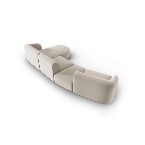 Beżowy aksamitny narożnik (prawostronny/z szezlongiem) Paolo – Milo Casa-image-3