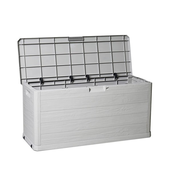 Jasnoszara plastikowa skrzynia ogrodowa Woodys – Toomax-image-3