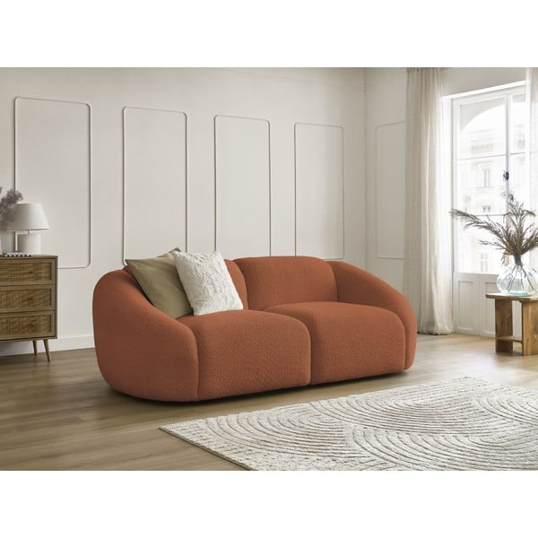 Pomarańczowa sofa z materiału bouclé 230 cm Tina – Bobochic Paris-image-1