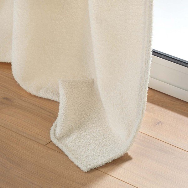 Kremowa zasłona z materiału bouclé 140x240 cm Wooly – douceur d'intérieur-image-4