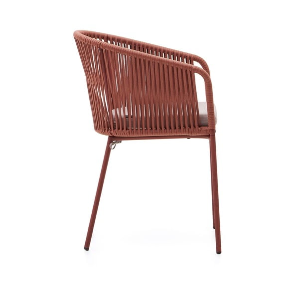 Metalowe/tapicerowane krzesło ogrodowe w kolorze terakoty Yanet – Kave Home-image-4