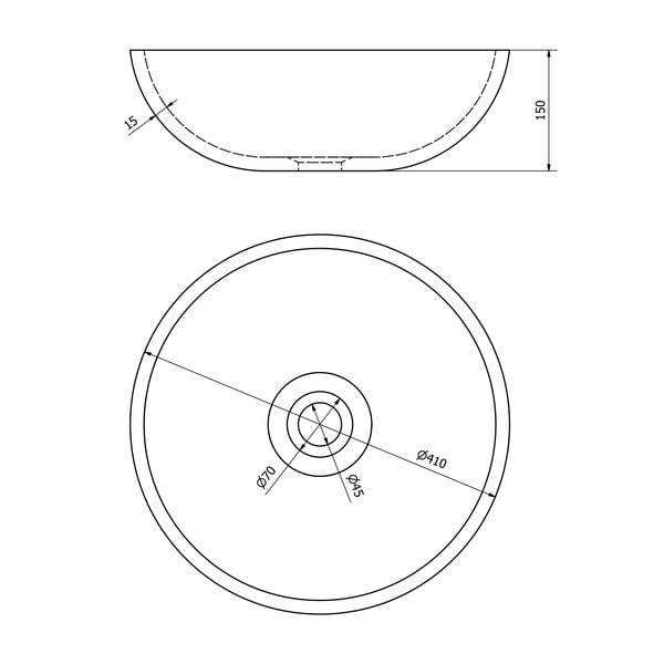 Szara ceramiczna okrągła umywalka ø 41 cm Priori – Sapho-image-4