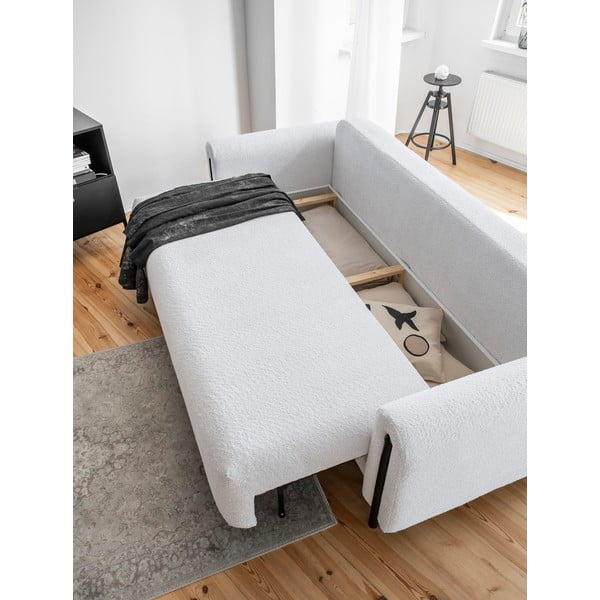 Szara rozkładana/ze schowkiem sofa z materiału bouclé 244 cm Arcadova – ELTAP-image-4