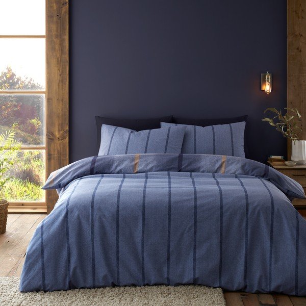 Ciemnoniebieska flanelowa pościel dwuosobowa 230x220 cm Melrose Tweed Check – Catherine Lansfield-image-2