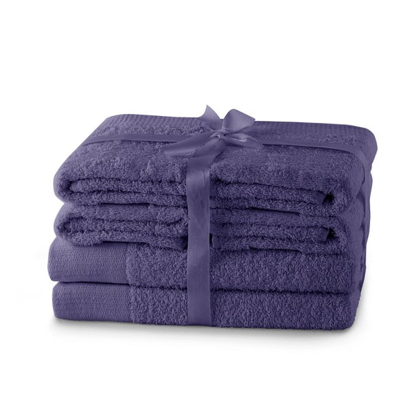 Fioletowe bawełniane ręczniki zestaw 6 szt. frotte Amari – Restilo