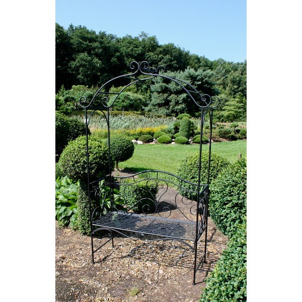 Czarna metalowa ławka ogrodowa Colima – Garden Pleasure-image-2