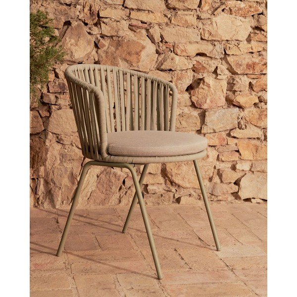 Beżowe metalowe krzesło ogrodowe Saconca – Kave Home-image-1