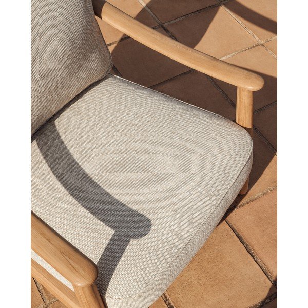 Jasnoszary tapicerowany fotel ogrodowy Elunda – Kave Home-image-4