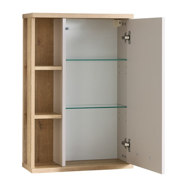 Kremowa wisząca szafka łazienkowa w dekorze dębu 50,5x74,5 cm Quickset 966 – Pelipal-image-2