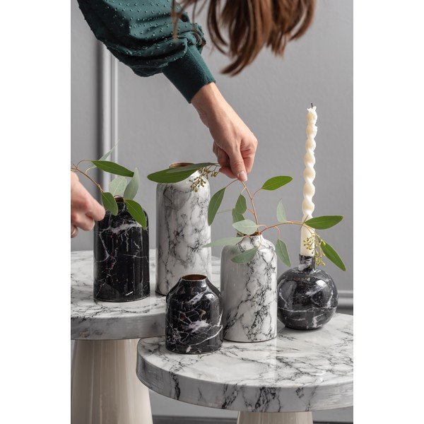 Czarno-biały żelazny wazon PT LIVING Marble, wys. 10 cm-image-1