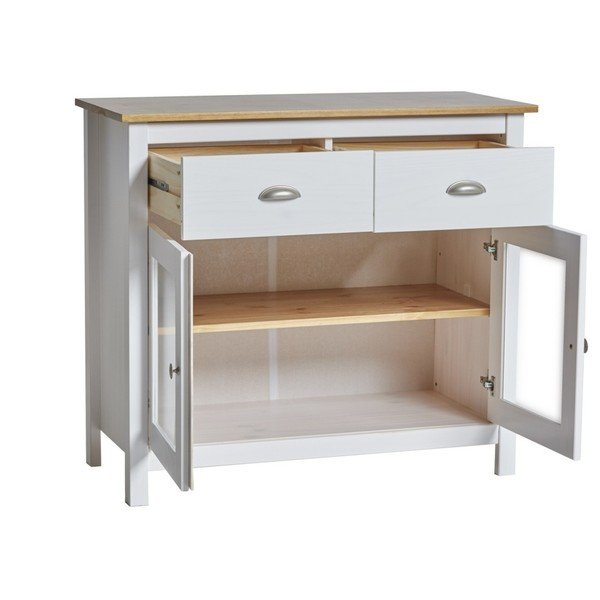 Biała komoda z litego drewna sosnowego z 2 szufladami Marckeric Jade-image-3