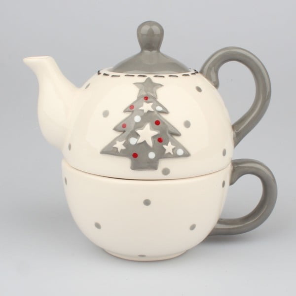 Ceramiczny czajniczek z filiżanką Dakls Christmas