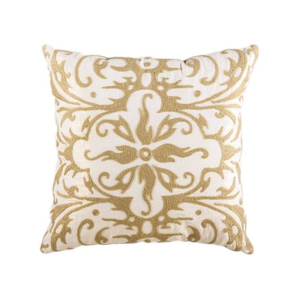 Poszewka na poduszkę, kremowa ze złotym ornamentem