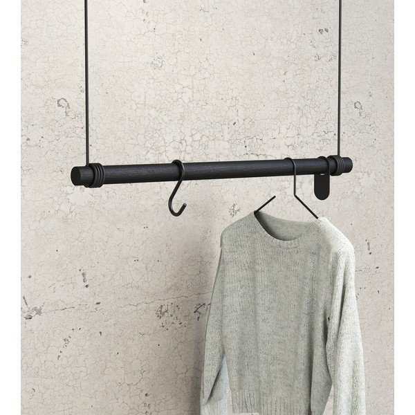 Czarny wieszak ścienny z litego drewna dębowego 80 cm Swing M – LIND DNA-image-1