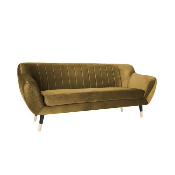 Musztardowa sofa z czarnymi nogami Mazzini Sofas Benito, 188 cm-image-2