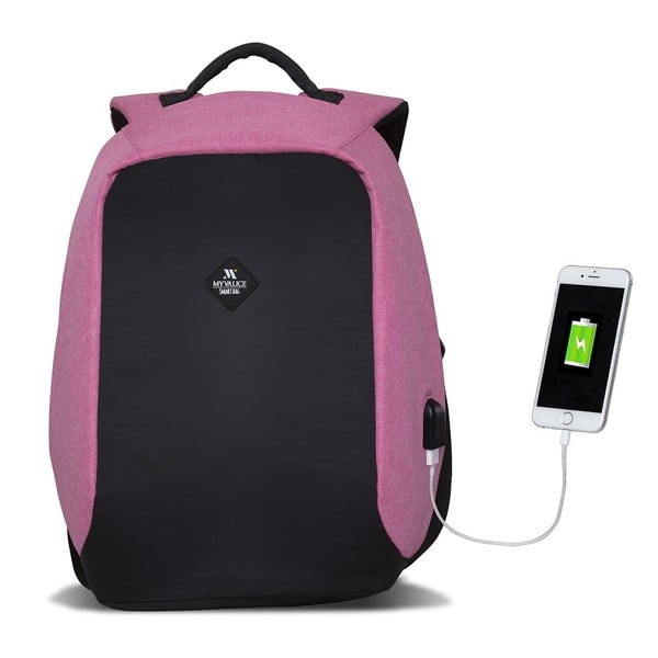 Czarno-różowy plecak z portem USB My Valice SECRET Smart Bag-image-2