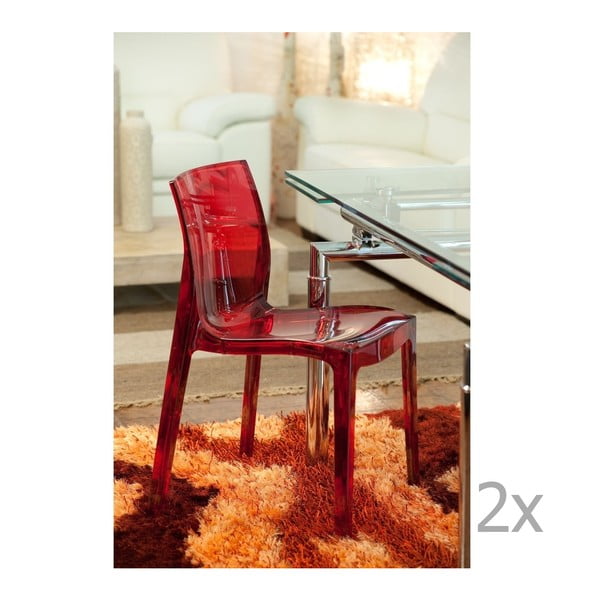 Zestaw 2 czerwonych krzeseł Castagnetti Ophelia