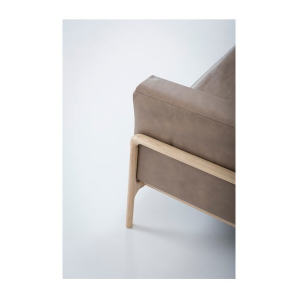 Jasnobrązowa sofa z bawolej skóry z konstrukcją z litego drewna dębowego Gazzda Fawn, 240 cm-image-2